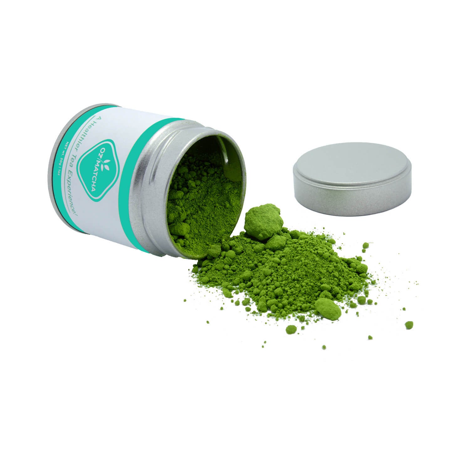 OZ MATCHA PREMIUM MATCHA GREEN TEA 30G TIN OPEN