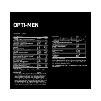 Optimum Nutrition Opti-Men Supplement 150 Tablets Supplement Information