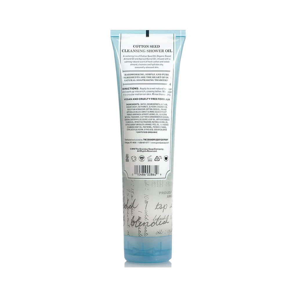 The Grandpa Soap Co Cotton Seed Cleansing Shower Oil Nourish 280 mL