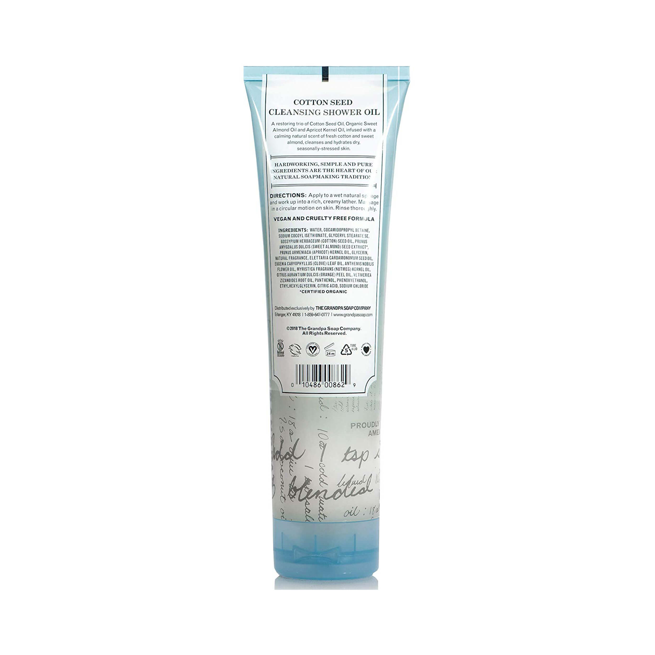 The Grandpa Soap Co Cotton Seed Cleansing Shower Oil Nourish 280 mL