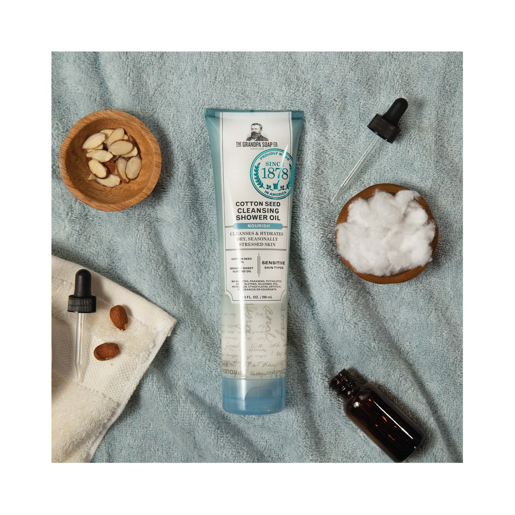 The Grandpa Soap Co Cotton Seed Cleansing Shower Oil Nourish 280 mL