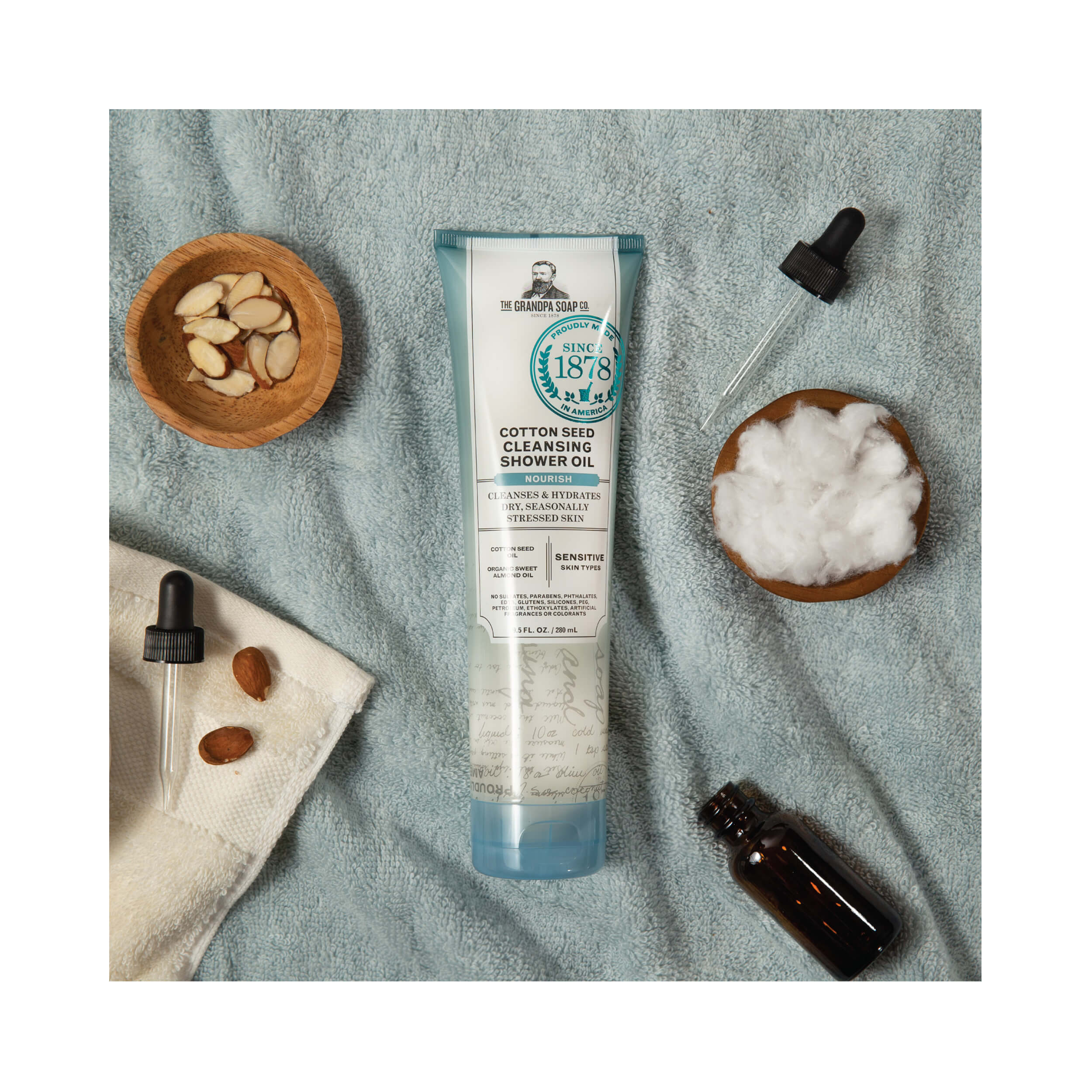 The Grandpa Soap Co Cotton Seed Cleansing Shower Oil Nourish 280 mL