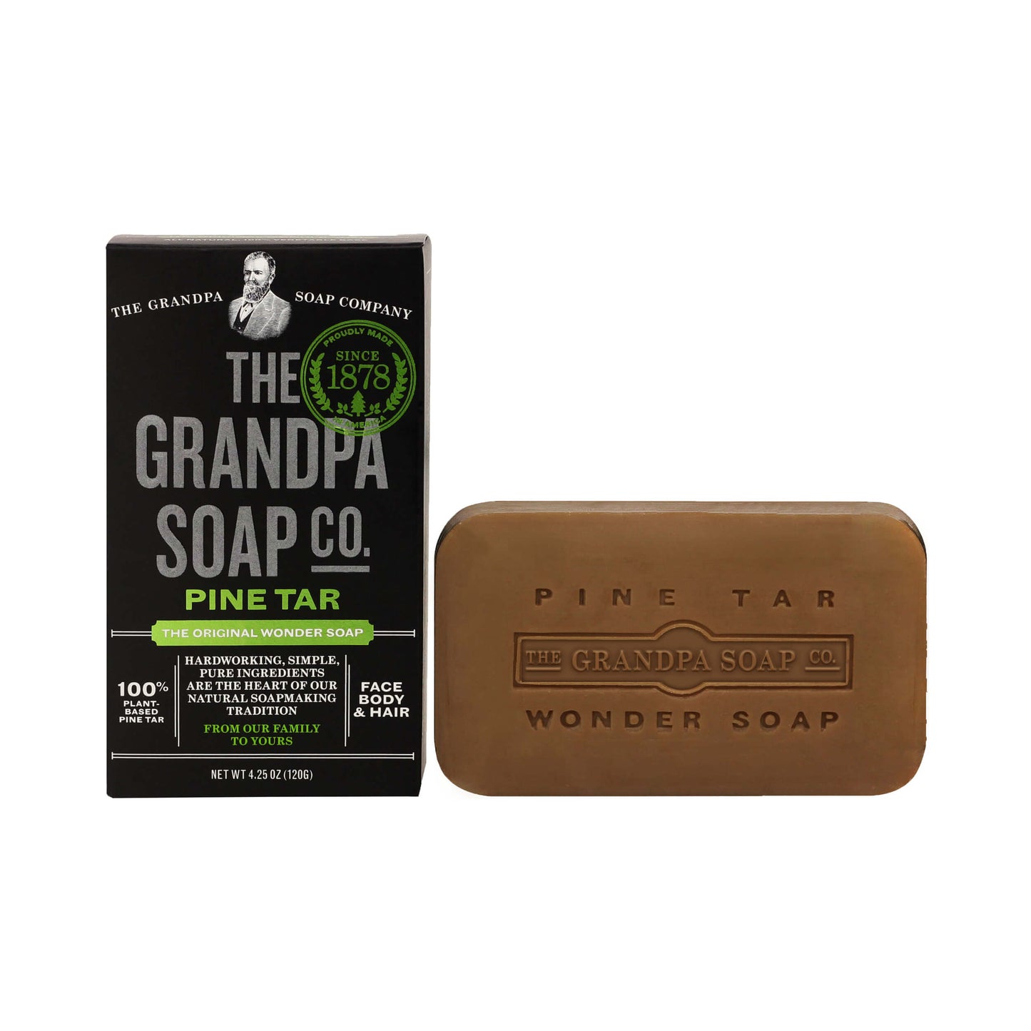 The Grandpa Soap Co Pine Tar Bar Soap The Original Wonder Soap 4.25 oz (120 g)