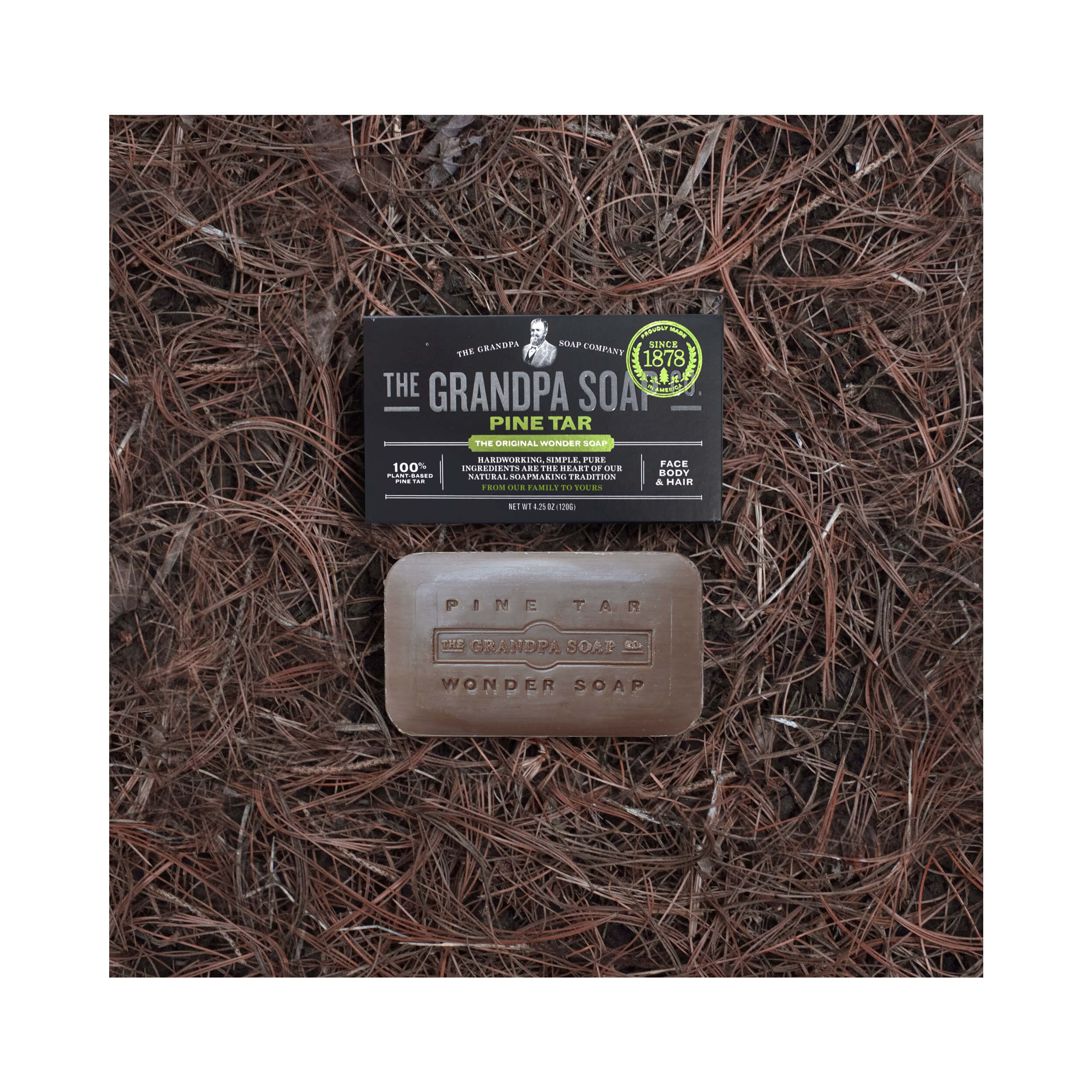 The Grandpa Soap Co Pine Tar Bar Soap The Original Wonder Soap 4.25 oz (120 g)
