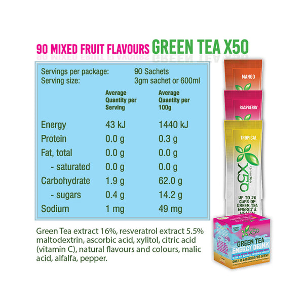 Tribeca Health Green Tea X50 Mixed Fruit 90 Serve