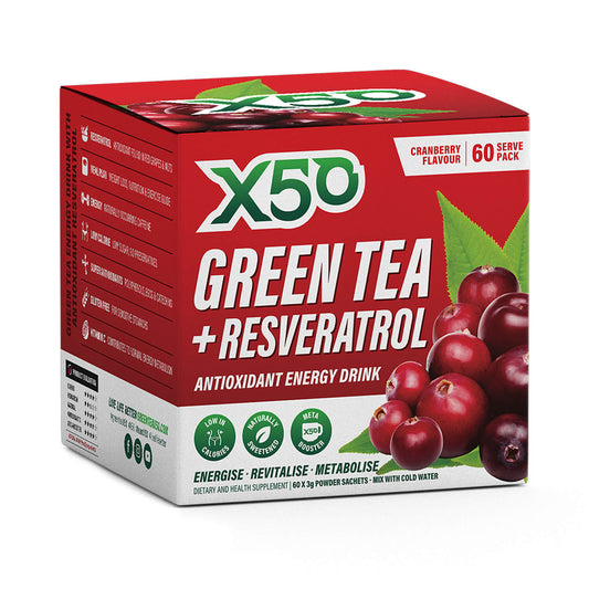Tribeca Health X50 Green Tea Resveratrol Cranberry 60 Serve