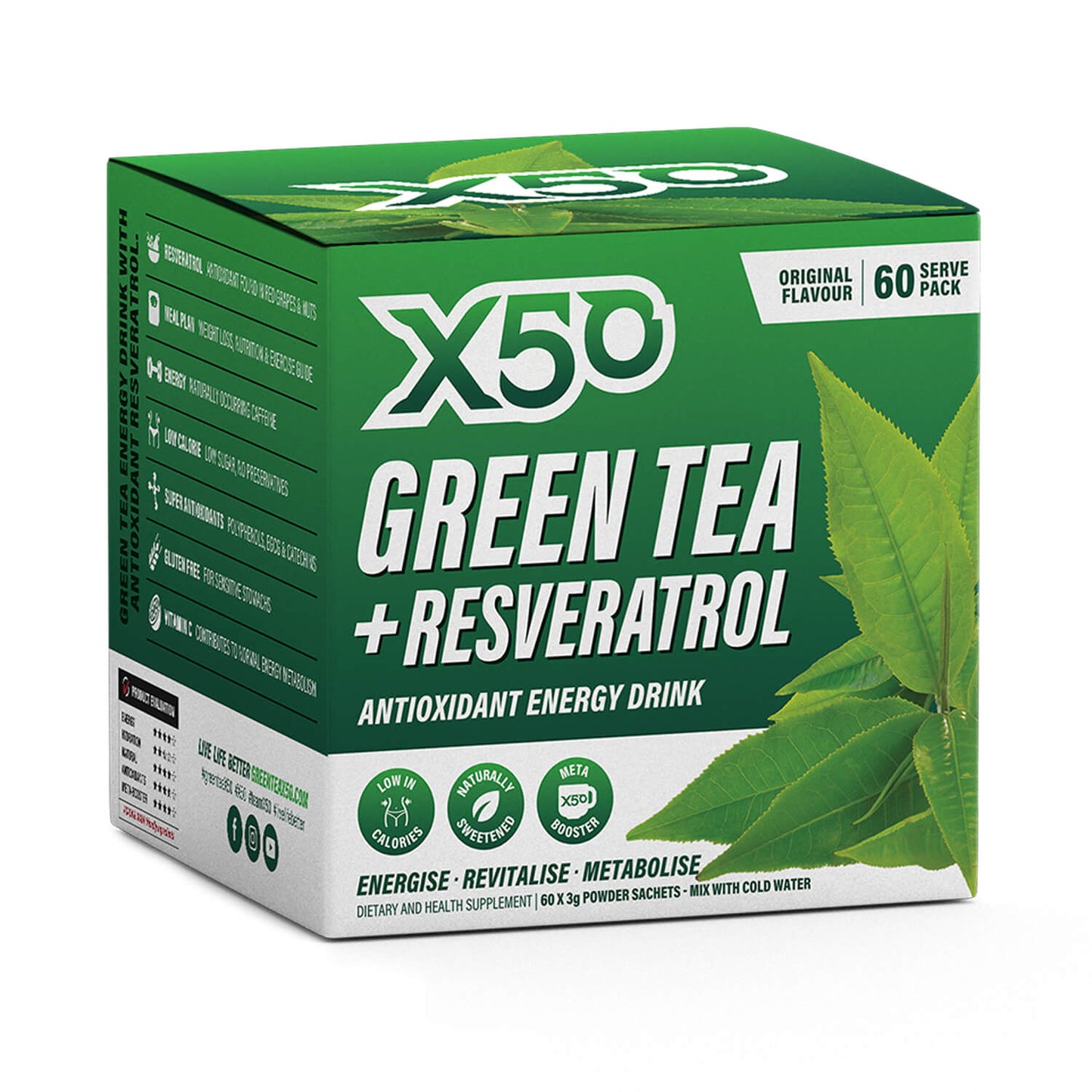 Tribeca Health X50 Green Tea Resveratrol Original 60 Serve