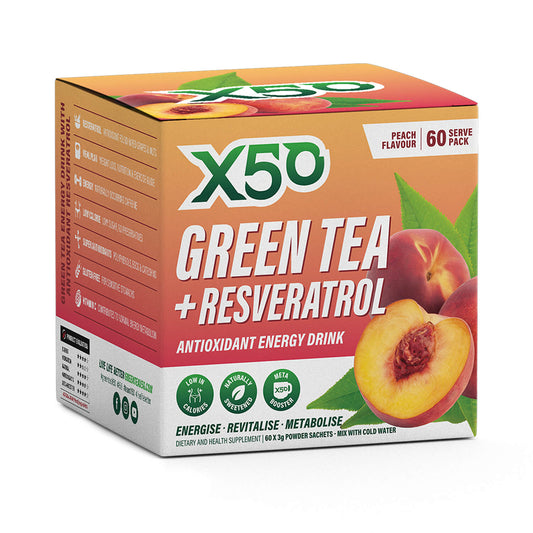 Tribeca Health X50 Green Tea Resveratrol Peach 60 Serve