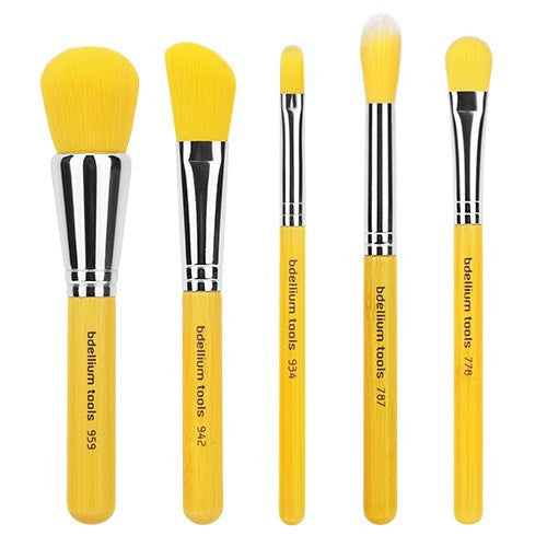 BDellium Tools - Yellow Bambu Mineral 5pc. Brush Set