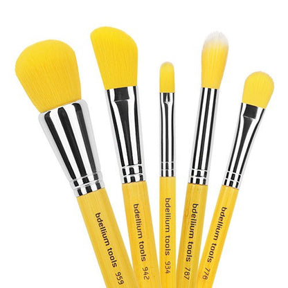BDellium Tools - Yellow Bambu Mineral 5pc. Brush Set