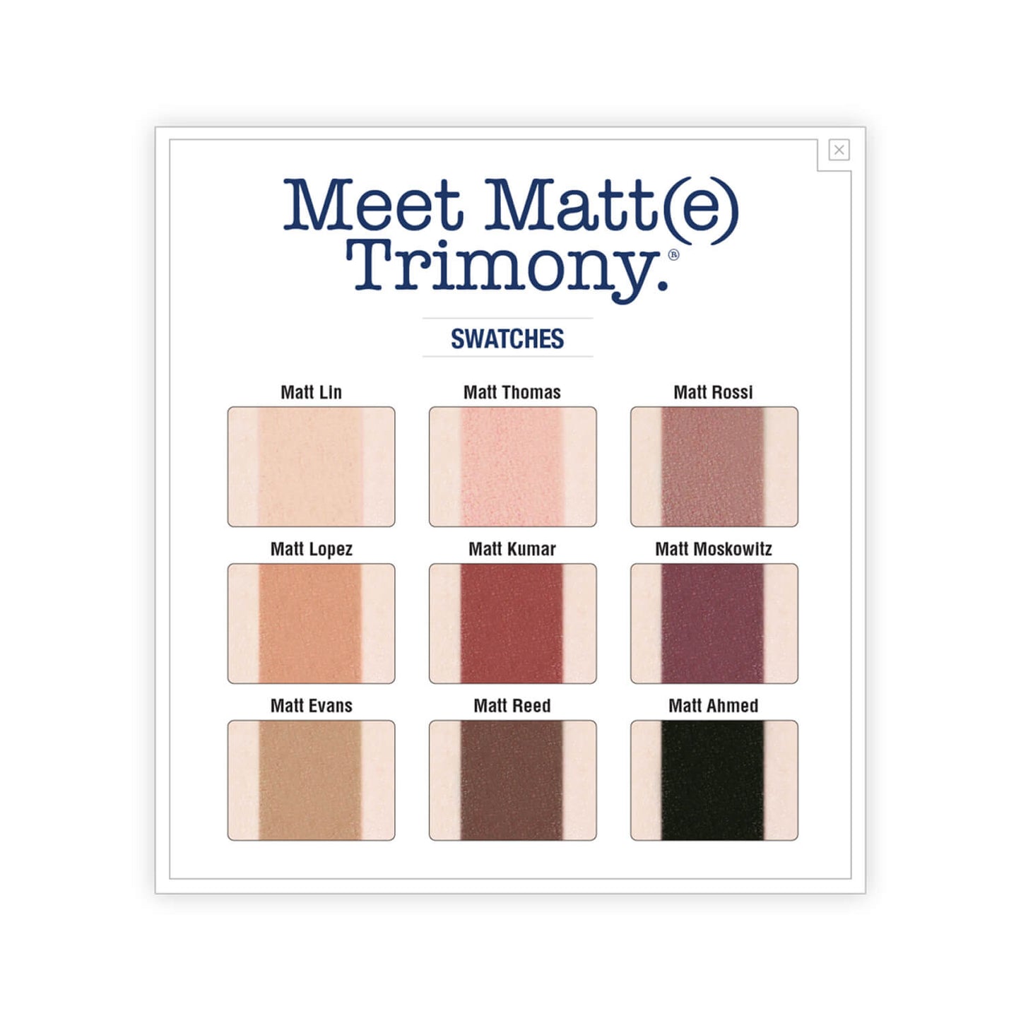 theBalm Meet Matt(e) Trimony Matte Eyeshadow Palette Swatches