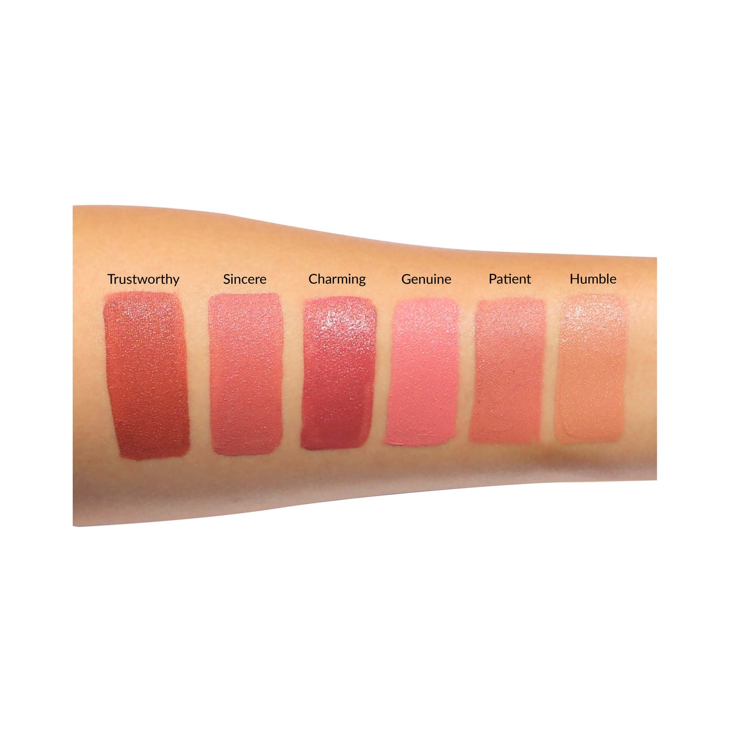 theBalm Meet Matte Hughes Nude Set of 6 Mini Long-Lasting Liquid Lipsticks Swatches