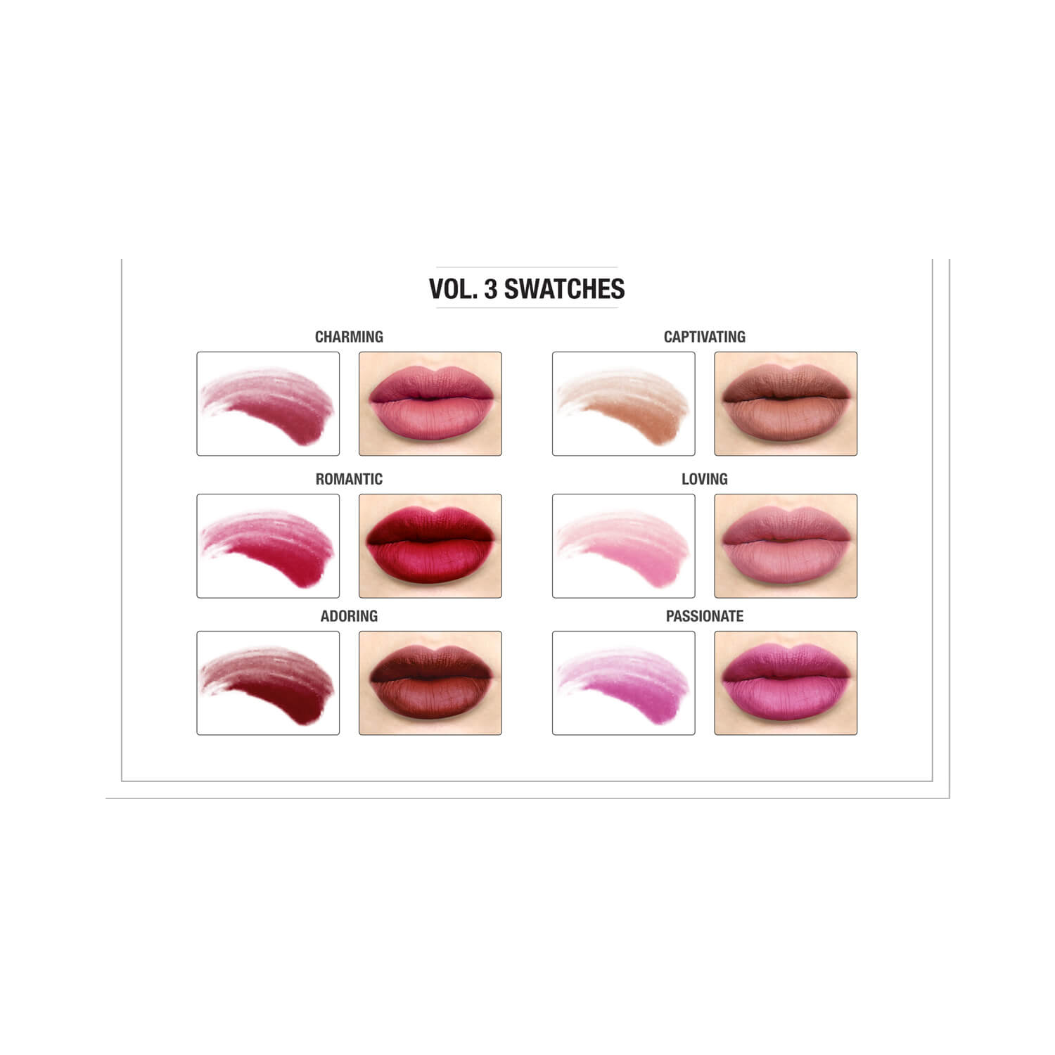 theBalm Meet Matte Hughes® Set of 6 Mini Long-Lasting Liquid Lipsticks Volume 3 Swatches