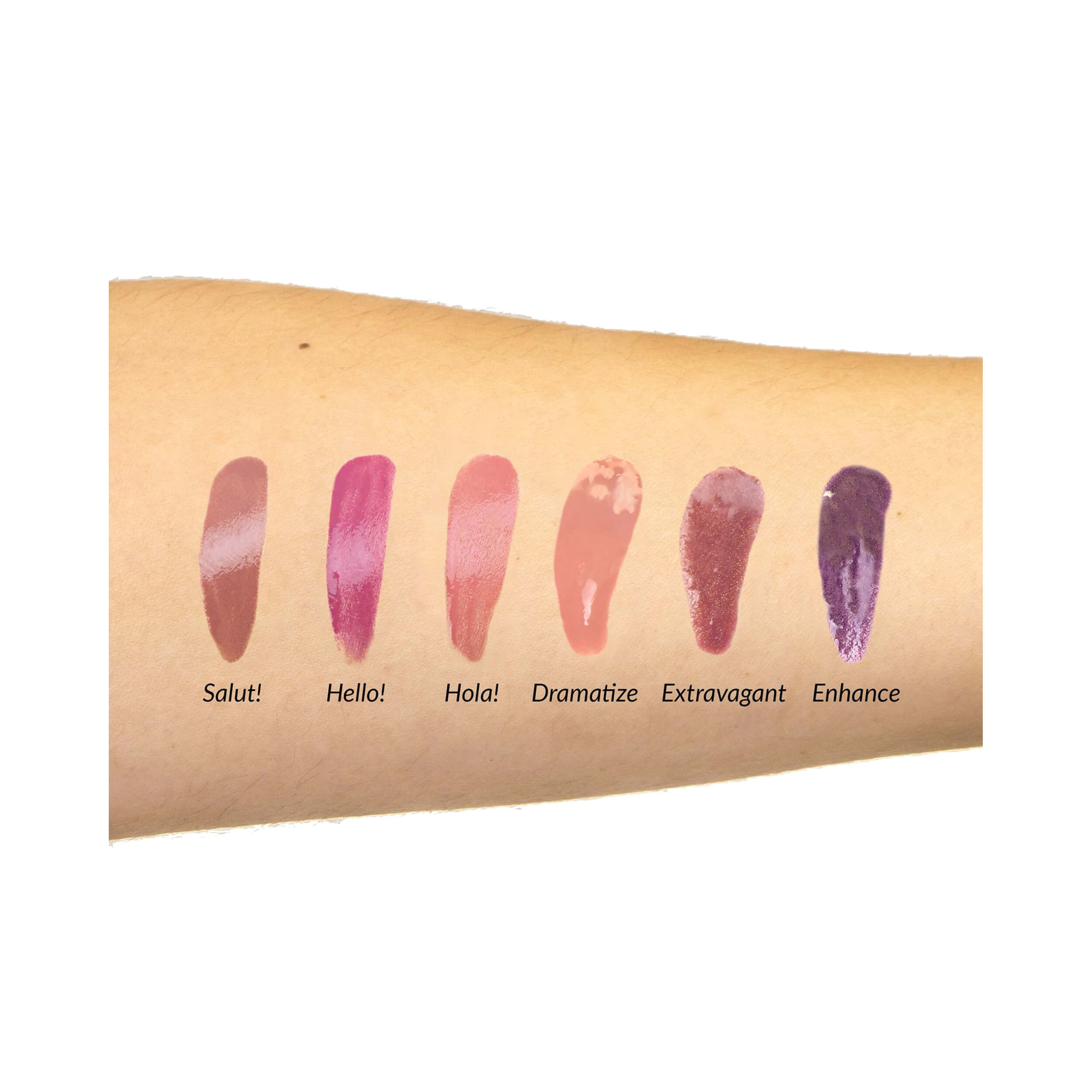 theBalm Mini Lip Gloss Kit Vol 1 Arm Swatches
