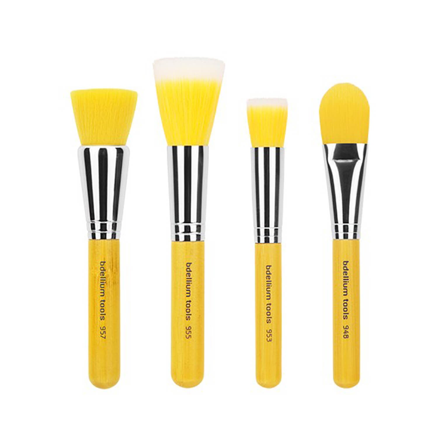 BDellium Tools Yellow Bambu Foundation 4pc. Brush Set
